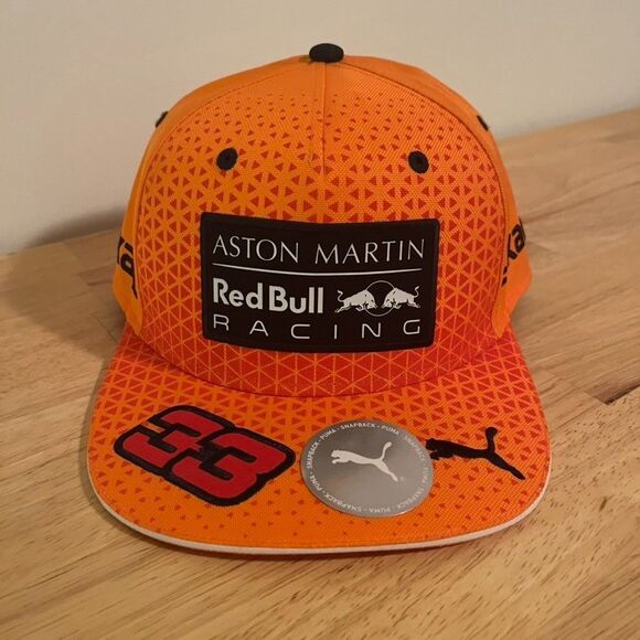 *RARE* PUMA Max Verstappen RedBull ASTON MARTIN Racing F1 Flatbrim Snapback Hat - Picture 1 of 8